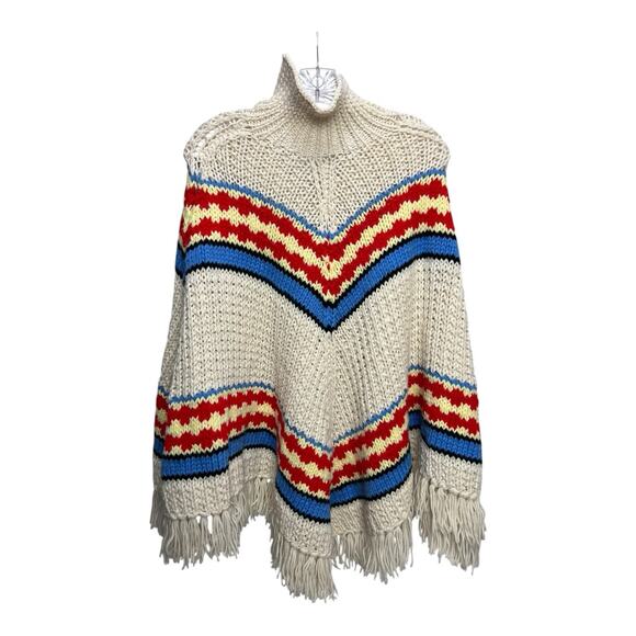 Crochet Poncho (White/Multi-Colored) - Picture 2 of 7